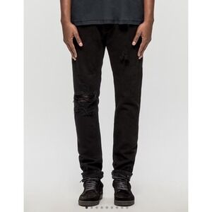 MR COMPLETELY Jeans Mens 32x32 Black Distressed Slim Tapered Fit Denim 2017